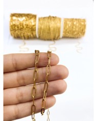 Çelik Ataç Zincir Kolye Bileklik Altın Renk 4x12mm - 1m