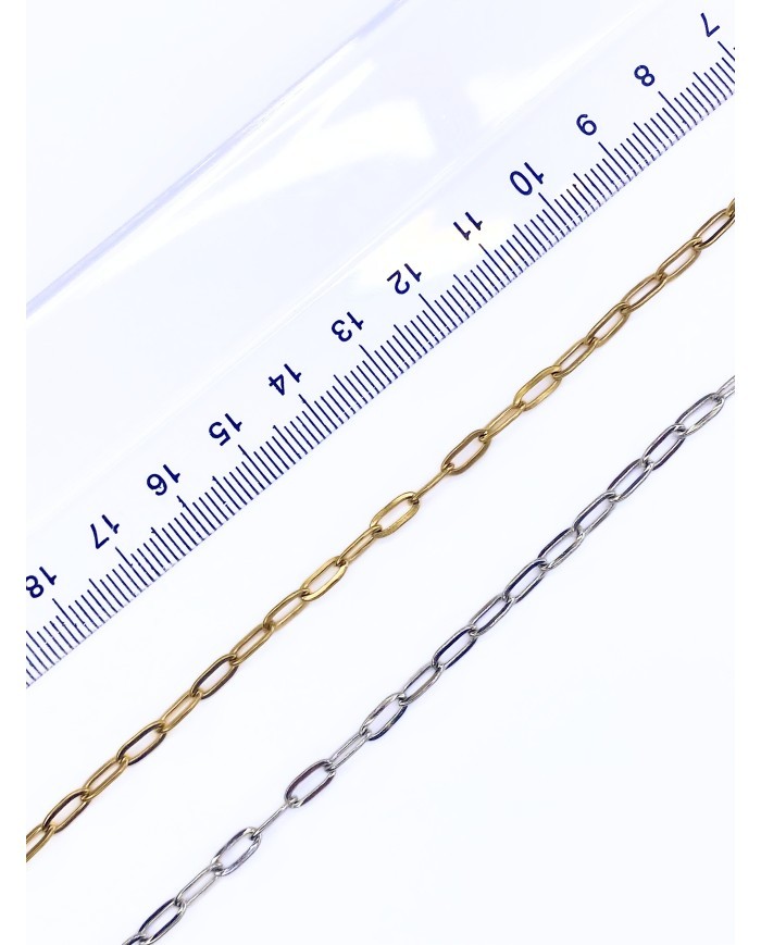 Çelik Ataç Zincir Kolye Bileklik Altın Renk 4x8mm - 1m