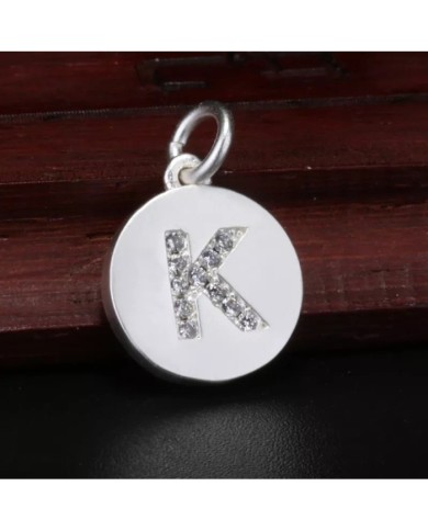 Taşlı Harf - Gümüş - K - 2 Adet