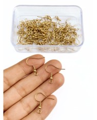 Çelik Küpe Kancası Çift Sarı 19x19mm - 10 Çift