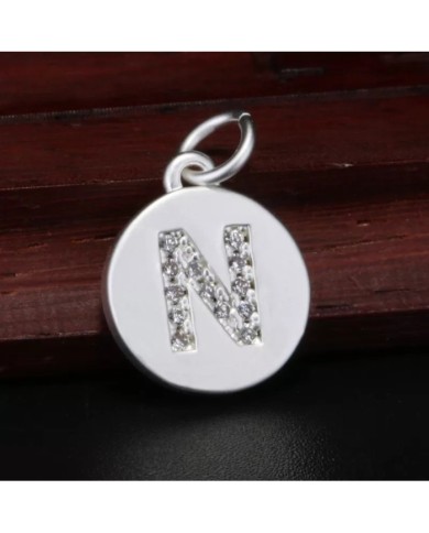 Taşlı Harf - Gümüş - N - 2 Adet