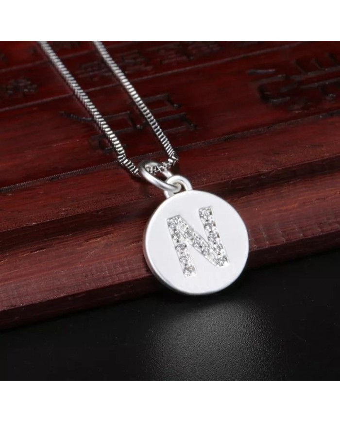 Taşlı Harf - Gümüş - N - 2 Adet