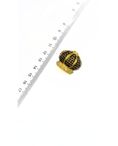 Zamak Siyah Kristal Taşlı Kubbe Model Tesbih İmamesi Sarı – 27x23mm