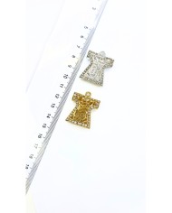 Zamak Kaftan Model Zirkon Taşlı Tesbih İmamesi Gümüş Renk - 25x30mm