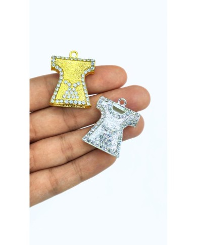 Zamak Kaftan Model Zirkon Taşlı Tesbih İmamesi Gümüş Renk - 25x27mm