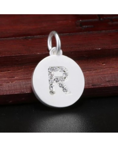 Taşlı Harf - Gümüş - R - 2 Adet