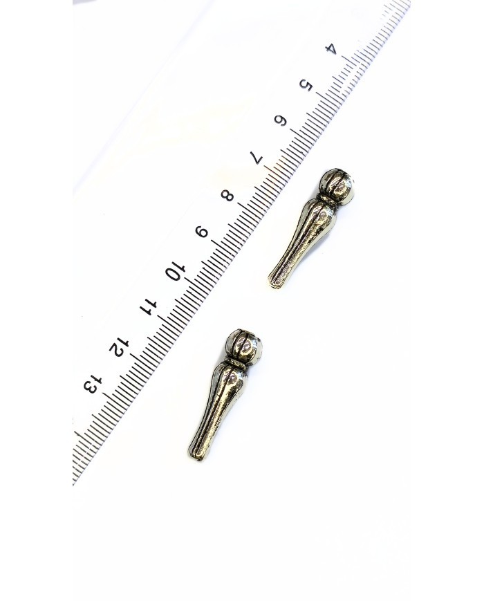 Zamak Çizgili Desenli Tesbih İmamesi Nikel - 8x28mm