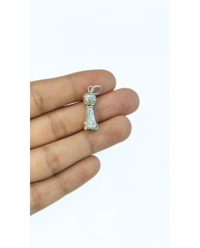 Zamak Desenli Tesbih İmamesi Gümüş Renk - 7x20mm