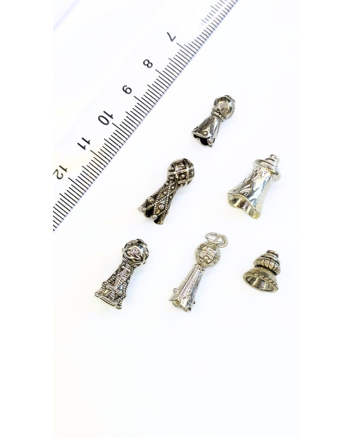 Zamak Desenli Tesbih İmamesi Gümüş Renk - 7x20mm