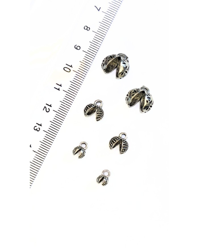 Zamak Tesbih Düğüm Midye Kapama Büyük Nikel - 12x14mm