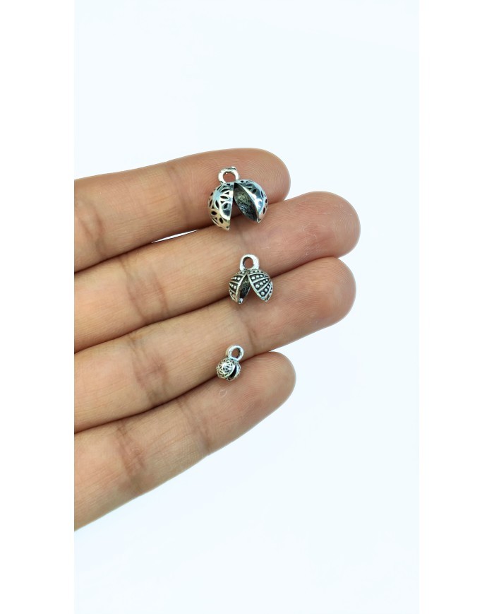 Zamak Tesbih Düğüm Midye Kapama Noktalı Orta Nikel - 9x10mm