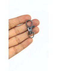 Papağan Yaylı Kanca Anahtarlık Klips Altı Yuvarlak Antrasit 18x35mm - 1 Adet