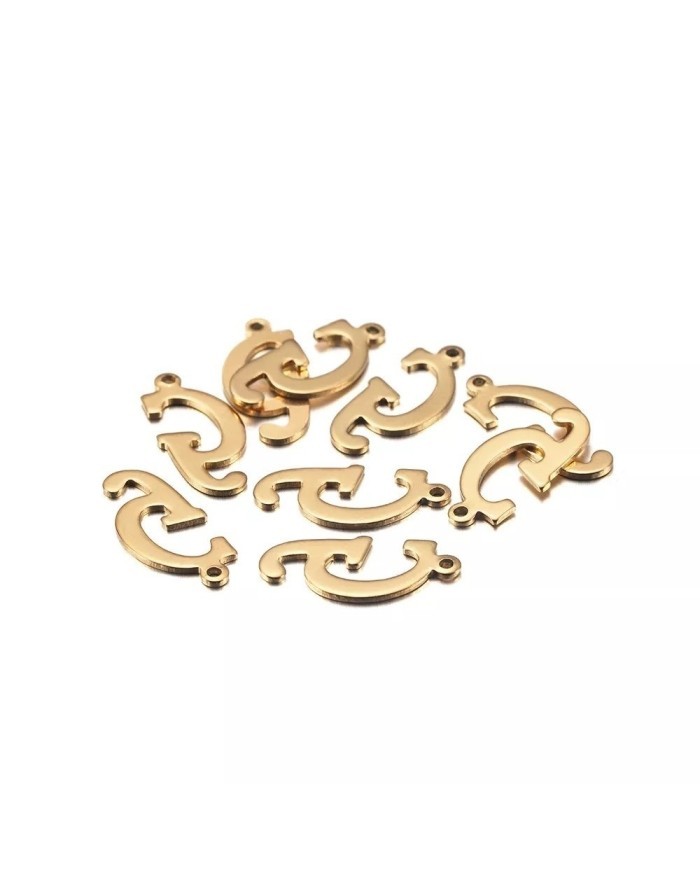 5 ADET - MİNİ HARFLER - METAL KAPLAMA KULPLU GOLD - G