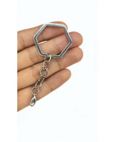 Anahtarlık Çanta Halkası Uzatma Zincirli Altıgen Nikel 31x34mm - 1 Adet