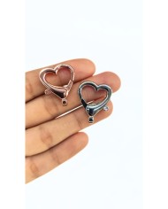 Kanca Klips Anahtarlık Kalp Nikel 21x26mm - 1 Adet