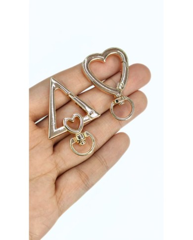 Yaylı Kanca Anahtarlık Çanta Askı Aparatı Kalp Sarı 29x43mm - 1 Adet