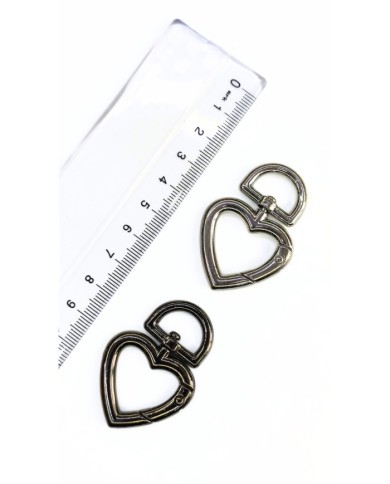 Yaylı Kanca Anahtarlık Çanta Askı Aparatı Kalp Nikel 31x46mm - 1 Adet