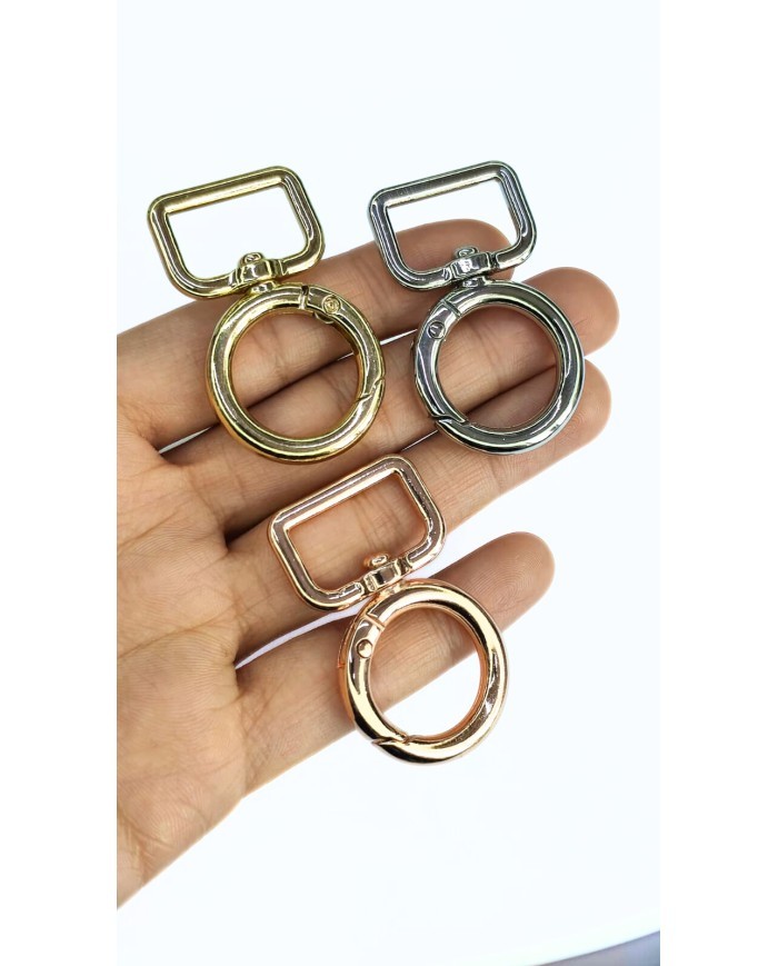 Yaylı Kanca Anahtarlık Çanta Askı Aparatı Halka Sarı 26x46mm - 1 Adet