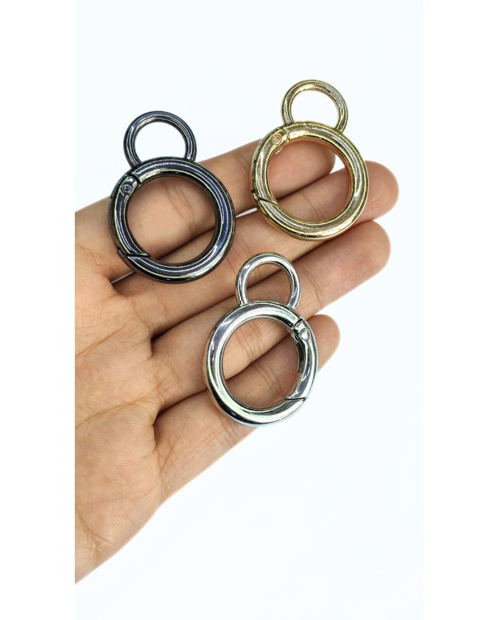 Yaylı Kanca Anahtarlık Çanta Askı Aparatı Yuvarlak Nikel 30x42mm - 1 Adet