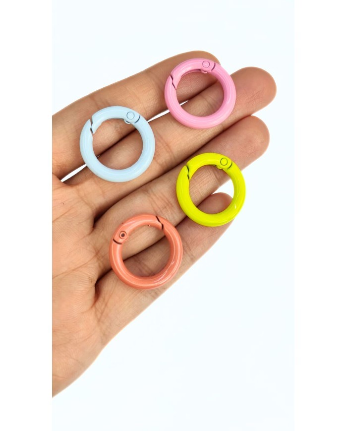 Yaylı Kanca Anahtarlık Çanta Askı Aparatı Yuvarlak Sarı 16x16mm - 1 Adet