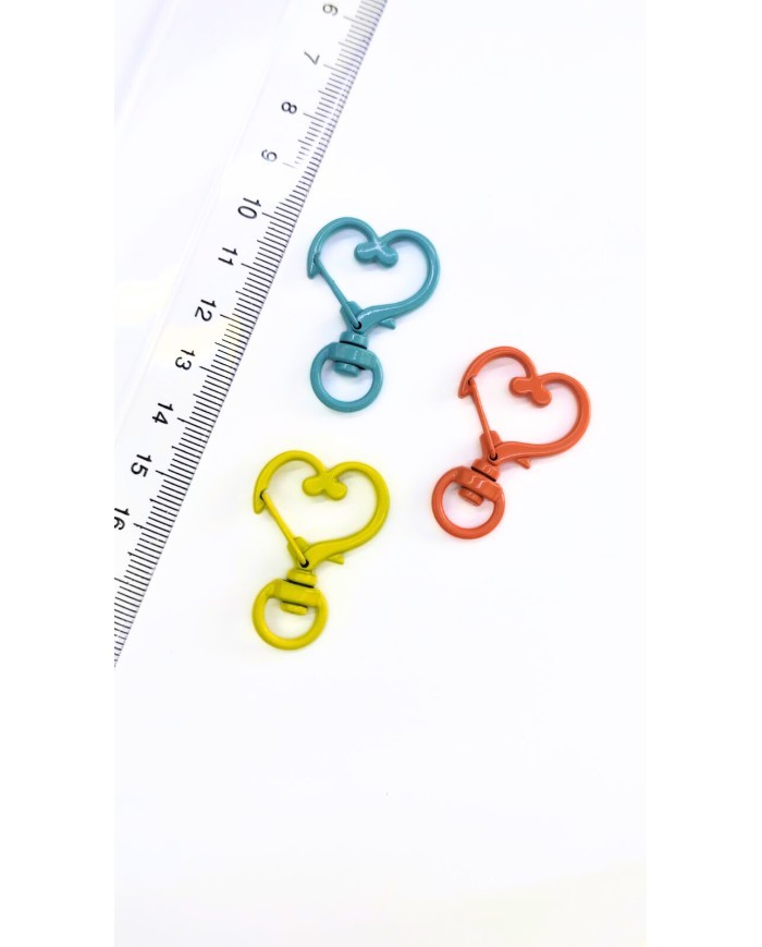 Yaylı Kanca Anahtarlık Çanta Askı Aparatı Kalp Mavi 24x34mm - 1 Adet
