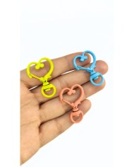 Yaylı Kanca Anahtarlık Çanta Askı Aparatı Kalp Kırmızı 24x34mm - 1 Adet