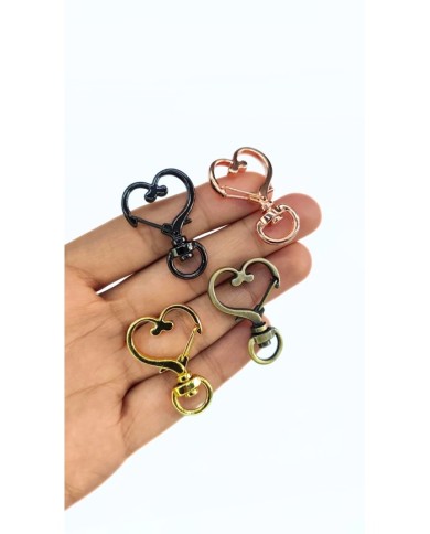 Yaylı Kanca Anahtarlık Çanta Askı Aparatı Kalp Antik Yeşil 24x34mm - 1 Adet