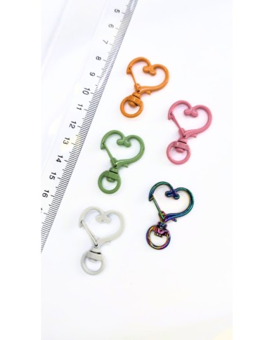 Yaylı Kanca Anahtarlık Çanta Askı Aparatı Kalp Yeşil 24x34mm - 1 Adet