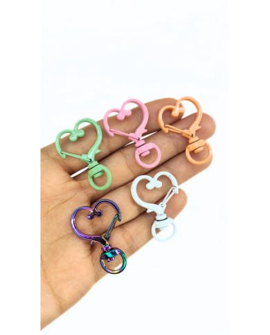 Yaylı Kanca Anahtarlık Çanta Askı Aparatı Kalp Pembe 24x34mm - 1 Adet