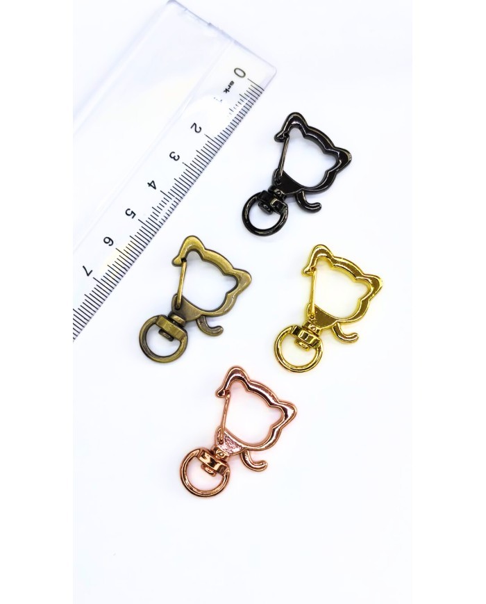 Yaylı Kanca Anahtarlık Çanta Askı Aparatı Kedi Sarı 21x34mm - 1 Adet