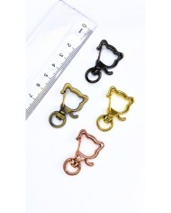 Yaylı Kanca Anahtarlık Çanta Askı Aparatı Kedi Bakır 21x34mm - 1 Adet