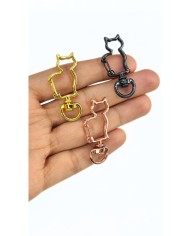 Yaylı Kanca Anahtarlık Çanta Askı Aparatı Kedi Sarı 18x40mm - 1 Adet