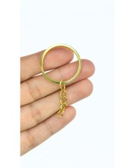 Yuvarlak Anahtarlık Halkası ve Uzatma Zinciri Sarı 25mm -  10 Adet