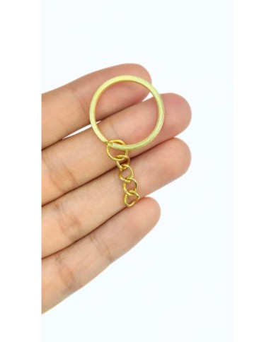 Yuvarlak Anahtarlık Halkası ve Uzatma Zinciri Sarı 21mm - 40 Adet