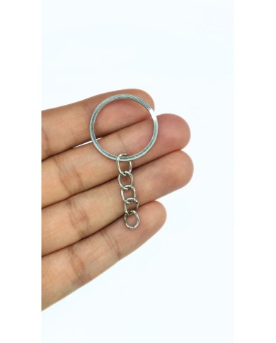 Yuvarlak Anahtarlık Halkası ve Uzatma Zinciri Nikel 21mm - 40 Adet