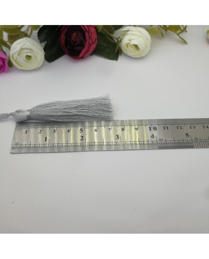 10 Adet - 7-8 cm İpek Püskül - gri