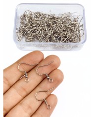 Çelik Küpe Kancası Çift Nikel 19x19mm - 50 Adet