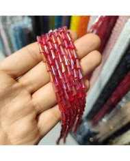 4x8mm İpe Dizili Deve Tabanı Huni Kristal Boncuk Şeffaf Kırmızı - 1 Dizi