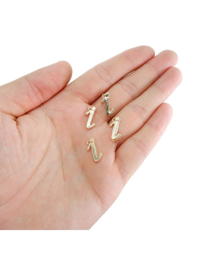 5 adet - MİNİ HARFLER - METAL KAPLAMA KULPLU GOLD - İ