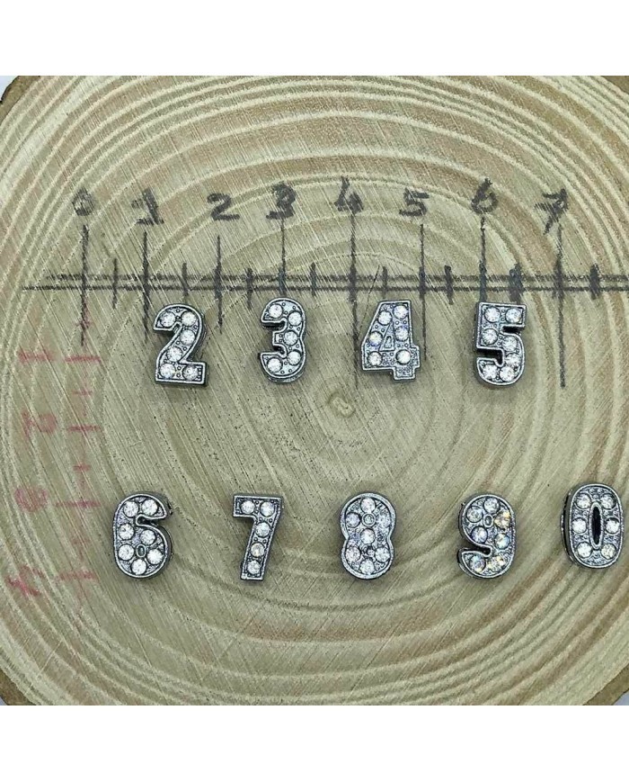 Taşlı Rakam - Kulpsuz  Gümüş - 9 - 2 Adet