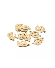 5 adet - Mini Harfler - Metal Kaplama Kulplu Gold - B