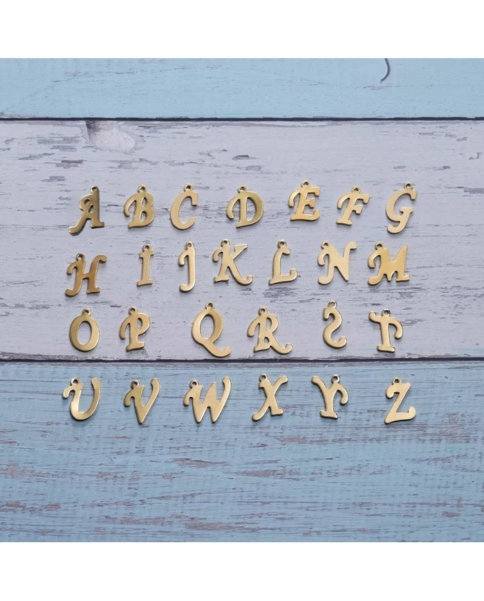 5 adet - Mini Harfler - Metal Kaplama Kulplu Gold - B