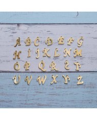 5 adet - Mini Harfler - Metal Kaplama Kulplu Gold - B