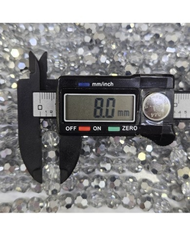 8mm İpe Dizili Kristal Boncuk Şeffaf Aynalı Koyu Yeşil - 10 Dizi