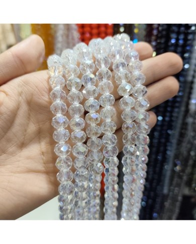 10mm İpe Dizili Kristal Boncuk Şeffaf - 10 Dizi