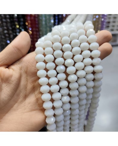 10mm İpe Dizili Kristal Boncuk Mat Beyaz - 10 Dizi