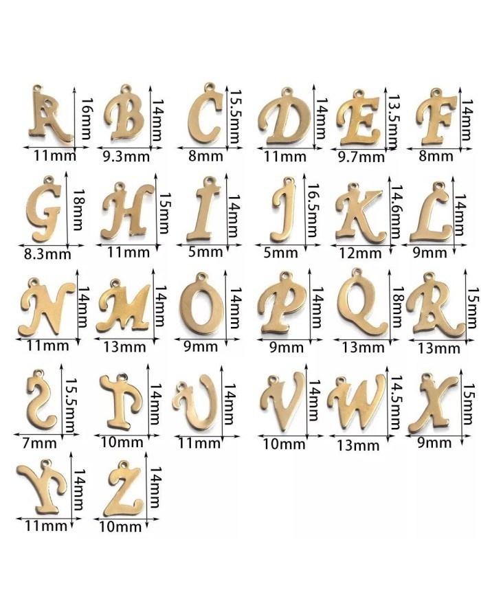 5 ADET - MİNİ HARFLER - METAL KAPLAMA KULPLU GOLD - Z