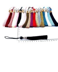 10 Adet - Boncuklu Püskül Hardal - 10 cm - A