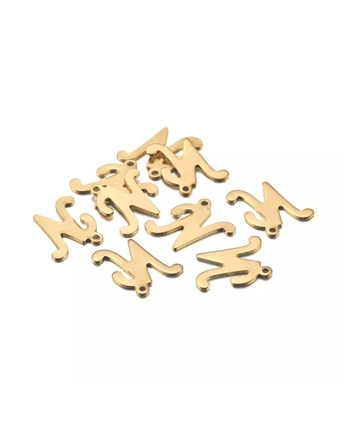 5 ADET - MİNİ HARFLER - METAL KAPLAMA KULPLU GOLD - N