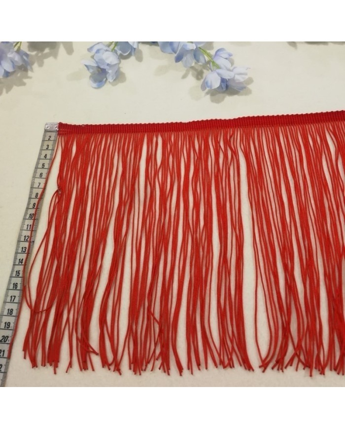10 Metre - Kırmızı İp Saçak - 20 cm